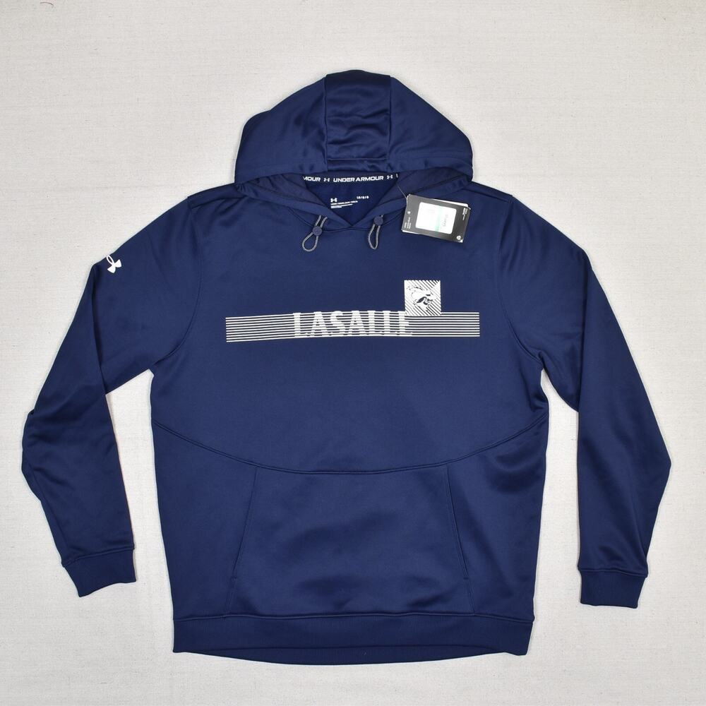 NEW Under Armour Men's Sweater Polyester Blue Size L Storm Fleece Hoodie LaSalle